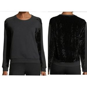 Free Generation Black Crushed Velvet Sweatshirt Size Medium Crewneck Sweater